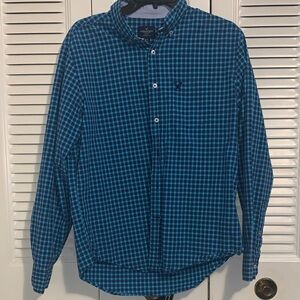 American Eagle Outfitters Blue Plaid Button Down Shirt